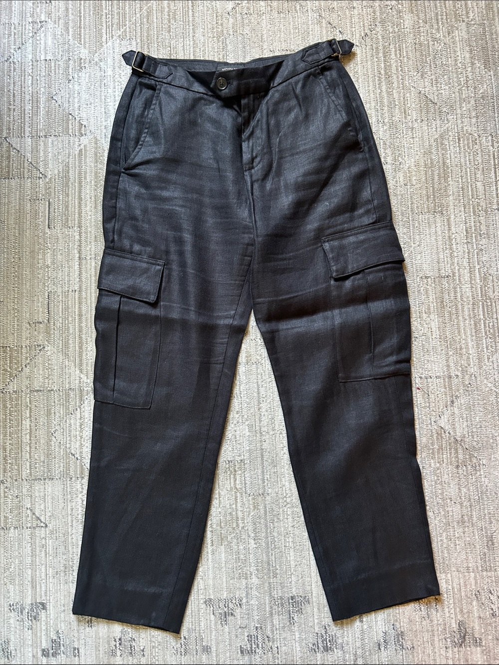 Banana Republic Black Linen-Blend Cargo Pants 0